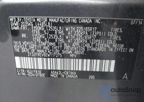 2014 Toyota Rav4 Le z USA, uszkodzony, nr VIN 2T3ZFREV6EW117275